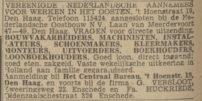 Oldenzaalsestraat 324 Fa. Huckriede advertentie Twentsch nieuwsblad 28-4-1943.jpg