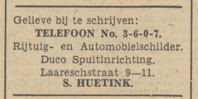 Laaresstraat 9 S. Huetink advertentie Tubantia 14-12-1938.jpg