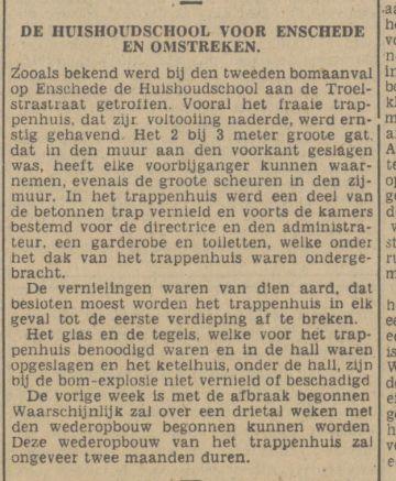 Mr. P.J. Troelstrastraat 9 huishoudschool krantenbericht Tubantia 30-9-1940.jpg