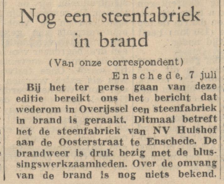 Oosterstraat steenfabriek Hulshof krantenbericht 7-7-1966.jpg