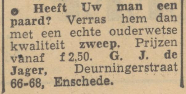 Deurningerstraat 66-68 G.J. de Jager advertentie Tubantia 30-11-1951.jpg