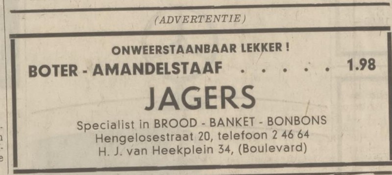 Hengelosestraat 20  Jagers brood banket advertentie Tubantia 25-11-1970.jpg