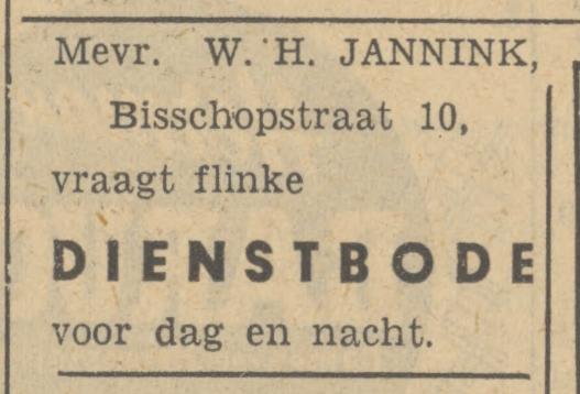 Bisschopstraat 10 W.H. Jannink advertentie Tubantia 8-4-1949.jpg