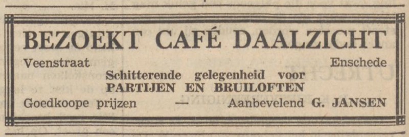 Veenstraat cafe Daalzicht G.Jansen  advertentie Tubantia 16-3-1935.jpg