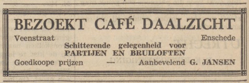 Veenstraat cafe Daalzicht G.Jansen  advertentie Tubantia 16-3-1935.jpg