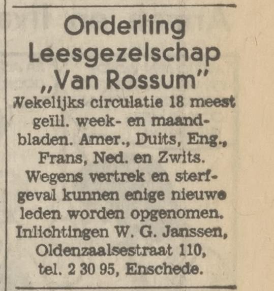 Oldenzaalsestraat 110 W.G. Janssen advertentie Tubantia 4-9-1971.jpg