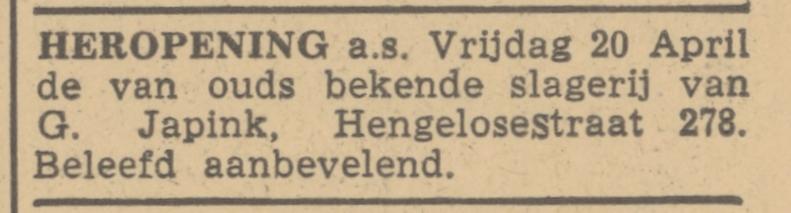 Hengelosestraat 278 G. Japink slagerij advertentie De Waarheid 19-4-1945.jpg