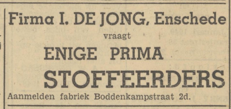 Boddenkampstraat 2D Firma I. de Jong advertentie Tubantia 29-12-1948.jpg