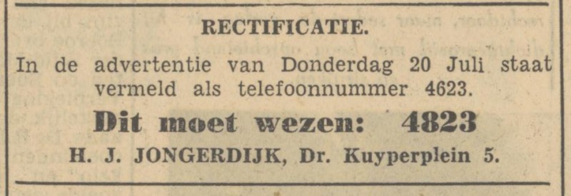 Dr. Kuyperplein 5 H.J. Jongerdijk advertentie Tubantia 21-7-1950.jpg