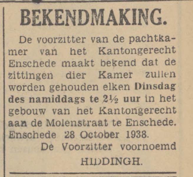 Molenstrraat Kantongerecht advertentie Tubantia 28-10-1938.jpg