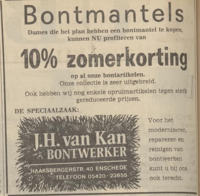 Haaksbergerstraat 40 J.H. van Kan bontwerker advertentie Tubantia 2-8-1972.jpg