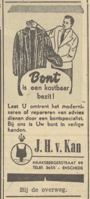 Haaksbergerstraat 99 bij de overweg. J.H. van Kan advertentie Tubantia 9-11-1949.jpg