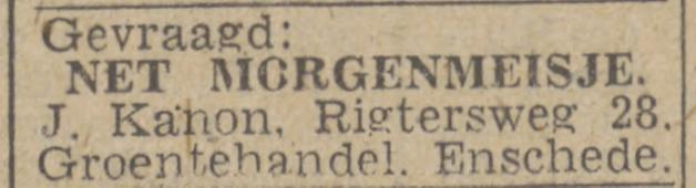 Rigtersweg 28 J. Kanon advertentie Twentsch nieuwsblad 5-3-1943.jpg