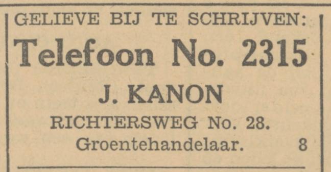 Richtersweg 28 J. Kanon groentehandelaar advertentie Tubantia 25-9-1931.jpg