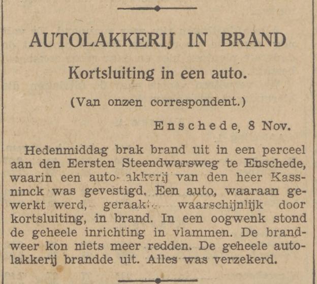 Resedastraat (vroeger Eerste Steendwarsweg) Autolakkerij Kasninck krantenbericht Algemeen Handelsblad 9-11-1934.jpg