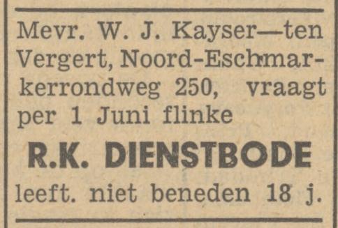 Noord Esmarkerrondweg 250 Mevr. W.J. Kayser advertentie Tubantia 26-4-1949.jpg
