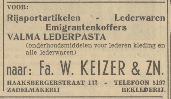 Haaksbergerstraat 132 Fa. W. Keizer zadelmakerij advertentie Tubantia 28-11-1950.jpg