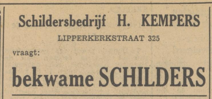 Lipperkerkstraat 325 H. Kempers Schildersbedrijf advertentie Tubantia 19-6-1951.jpg