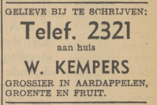 W. Kempers grossier in aardapelen, groente en fruit. telf. 2321. advertentie Tubantia 20-4-1940.jpg