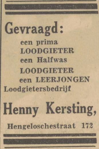 Hengelosestraat 172 Henny Kersting loodgietersbedrijf advertentie Tubantia 16-4-1947.jpg