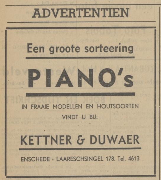 Laaressingel 178 Kettner & Duwaer advertentie Tubantia 8-5-1941.jpg