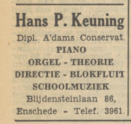 H.B. Blijdensteinlaan 86 H.P. Keuning advertentie Tubantia 23-8-1951.jpg