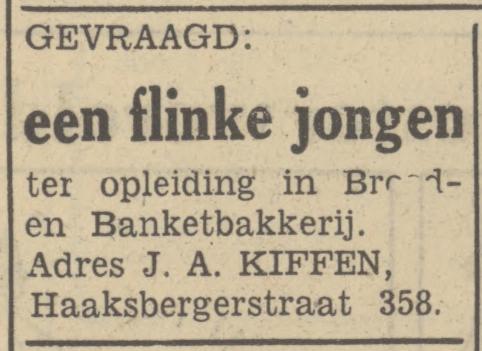 Haaksbergerstraat 358 J.A. Kiffen Brood en Banketbakkerij advertentie Tubantia 15-7-1949.jpg