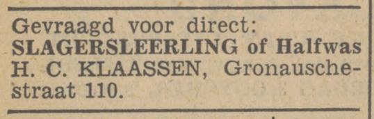 Gronausestraat 110 H.C. Klaasen advertentie Tubantia 21-9-1940.jpg