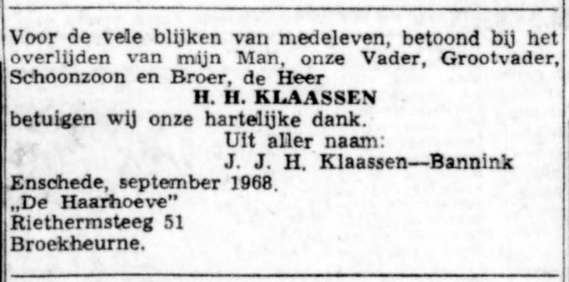 Riethermsteeg 51 De Haarhoeve Broekheurne advertentie De Telegraaf 7-9-1968.jpg