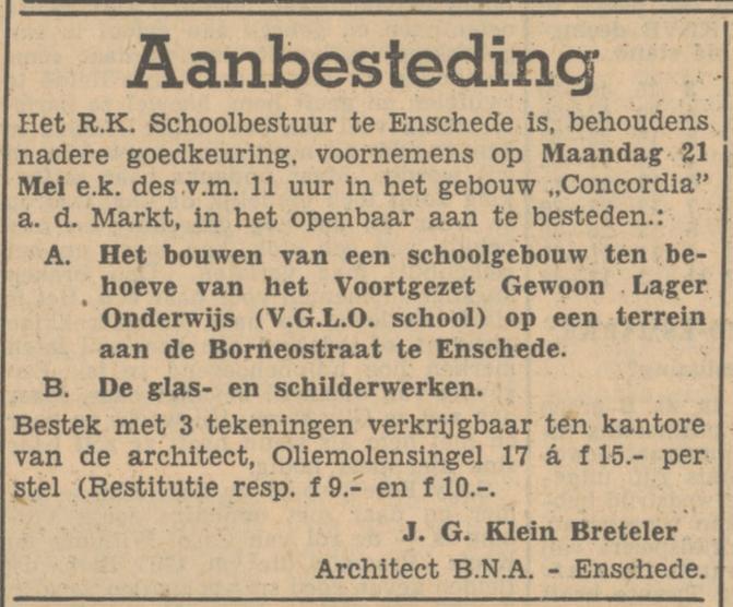 Oliemolensingel 17 Architect J.G. Klein Breteler advertentie Tubantia 5-5-1951.jpg