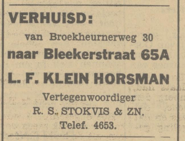 Blekerstraat 65a L.F. Klein Horsman advertentie Tubantia 8-3-1934.jpg