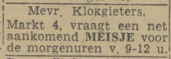 Markt 4 Mevr. Klokgieters advertentie Twentsch nieuwsblad 25-10-1943.jpg