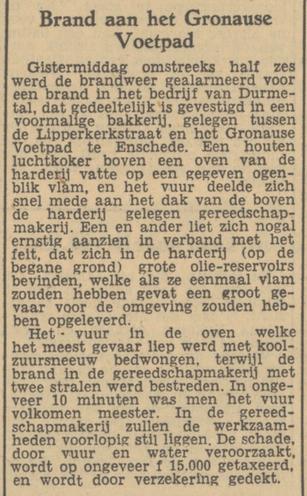 Lipperkerkstraat hoek Gronause Voetpad brand bedrijf Durmetal. krantenbericht Tubantia 21-8-1951.jpg