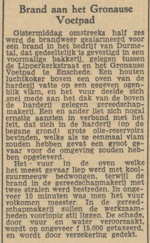 Lipperkerkstraat hoek Gronause Voetpad brand bedrijf Durmetal. krantenbericht Tubantia 21-8-1951.jpg