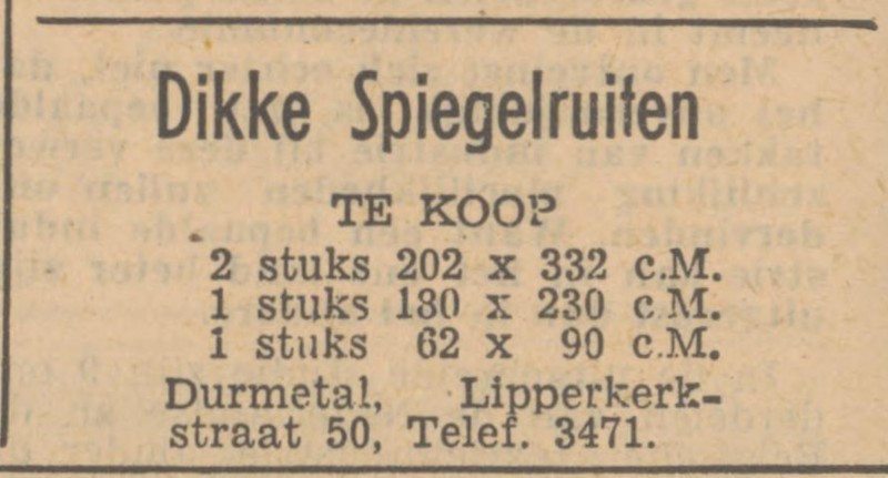 Lipperkerkstraat 50 Durmetal advertentie Tubantia 20-1-1949.jpg