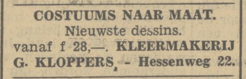 Hessenweg 22 G. Kloppers kleermakerij advertentie Tubantia 28-2-1934.jpg