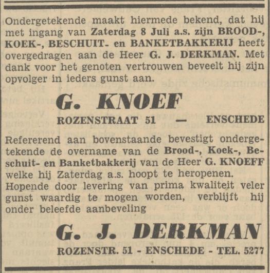 Rozenstraat 51 G. Knoeff advertentie Tubantia 7-7-1950.jpg