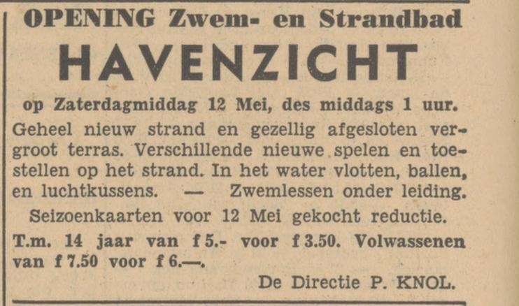 Burgemeester Stroinkstraat zwembad Havenzicht P. Knol advertentie Tubantia 28-4-1951.jpg