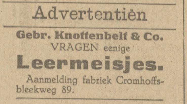 Cromhoffsbleekweg 89 Gebr. Knottenbelt & Co. advertentie Tubantia 18-8-1926.jpg