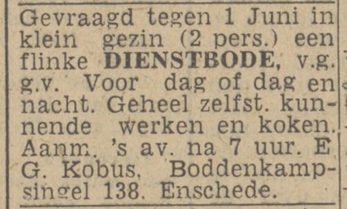 Boddenkampsingel 138 E.G. Kobus advertentie Twentsch nieuwsblad 28-4-1943.jpg