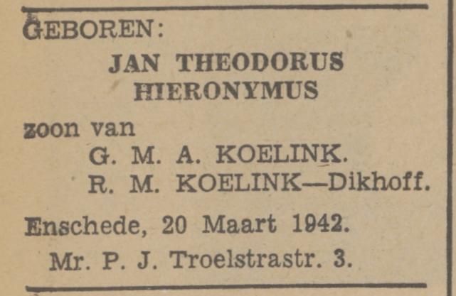 Mr. P.J. Troelstrastraat 3 G.M.A. Koelink advertentie Tubantia 21-3-1942.jpg