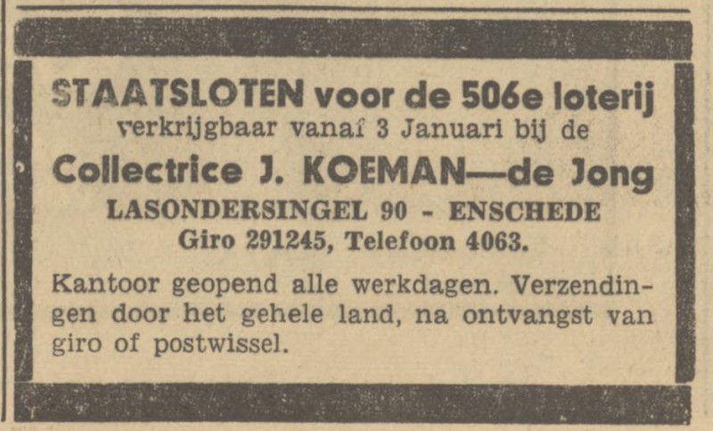 Lasondersingel 90 J. Koeman-de Jong advertentie Tubantia 31-12-1948.jpg