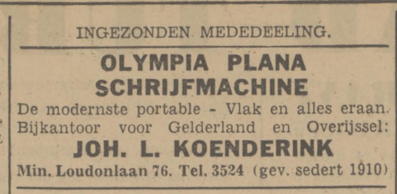 Minister Loudonlaan 76 J.L. Koenderink advertentie Tubantia 3-5-1941.jpg
