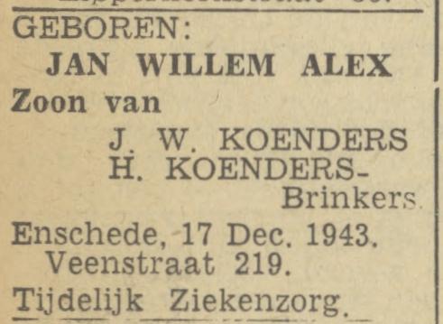 Veenstraat 219 J.W. Koenders advertentie Twentsch nieuwsblad 18-12-1943.jpg