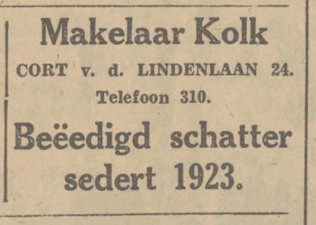 Cort van der Lindenlaan 24 Makelaar Kolk advertentie Tubantia 8-1-1935.jpg