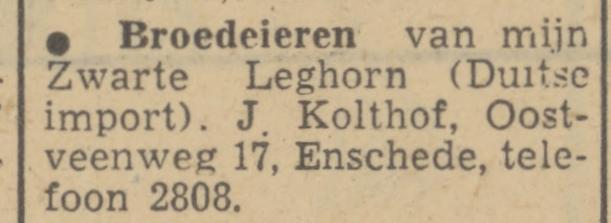 Oostveenweg 17 J. Kolthof advertentie Tubantia 17-3-1951.jpg