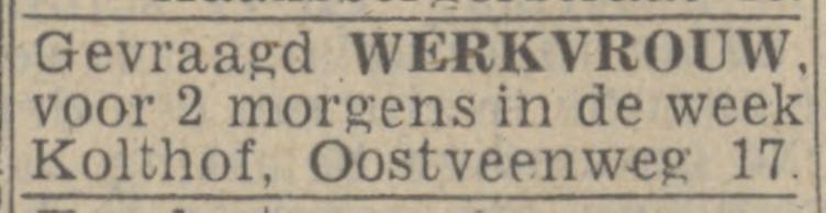 Oostveenweg 17 Kolthof advertentie Twentsch nieuwsblad 12-5-1944.jpg