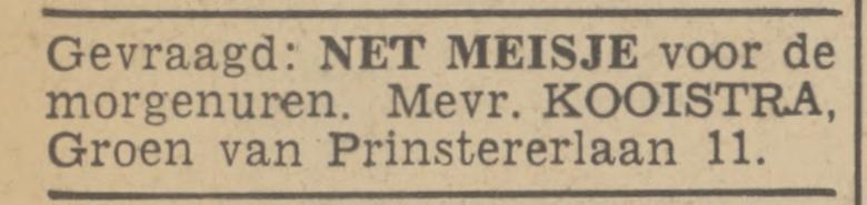 Groen van Prinstererlaan 11 Mevr. Kooistra advertentie Tubantia 17-1-1940.jpg