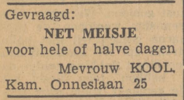 Kamerlingh Onneslaan 25 Mevr. Kool advertentie Tubantia 7-8-1947.jpg