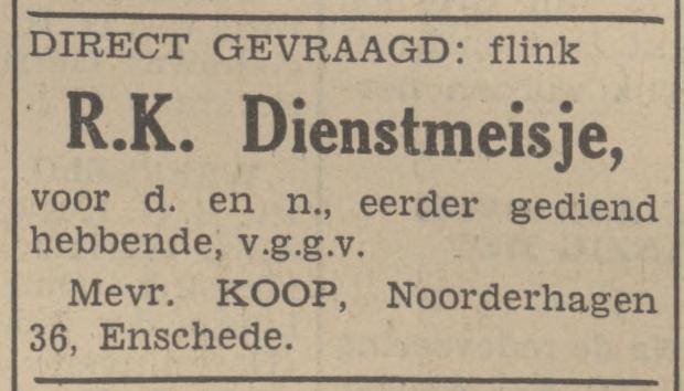 Noorderhagen 36 Mevr. Koop advertentie Tubantia 1-9-1939.jpg